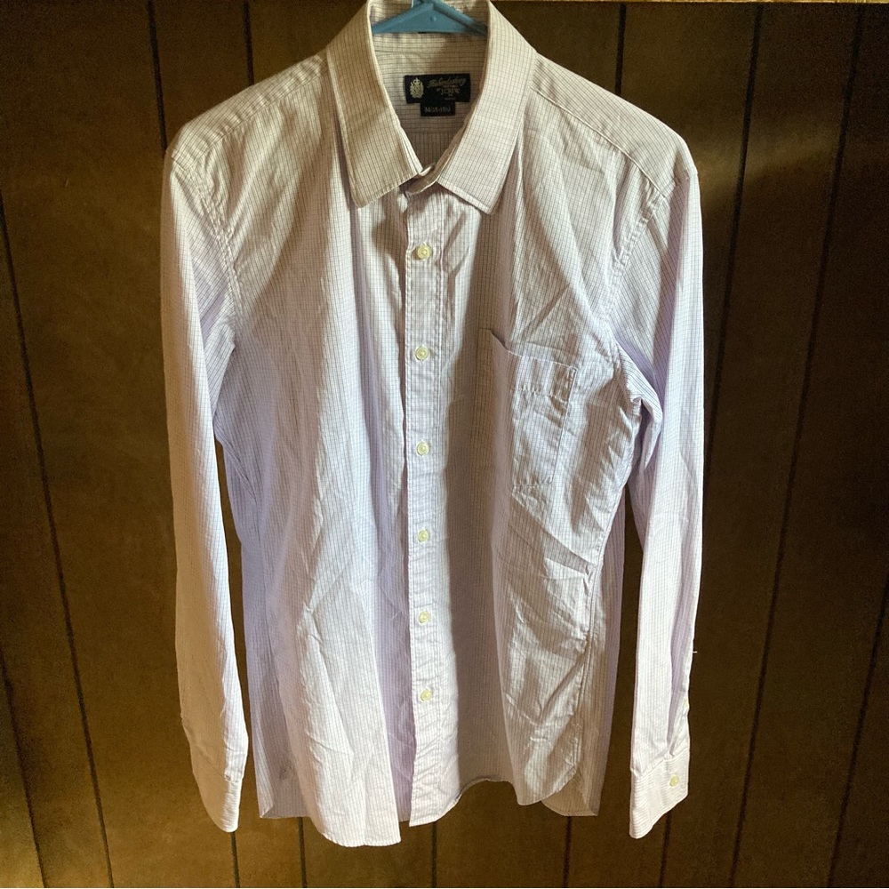 J Crew Shirt Mens L 15-15 1/2 Long Sleeve Button Up White Plaid Haberdashery
